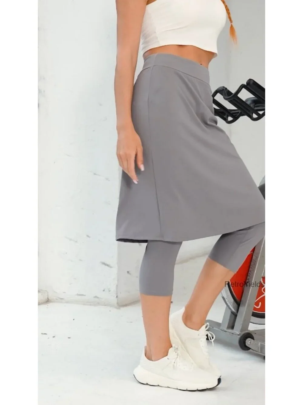 Tennis Skort with Built-in Capri Leggings, Knee-Length Athletic Skirt with